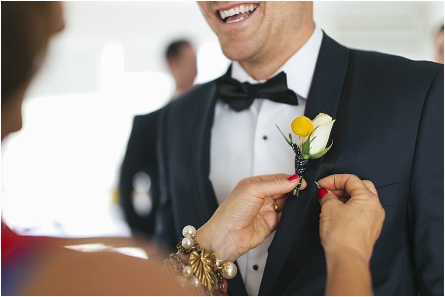 Groom with vintage flowers