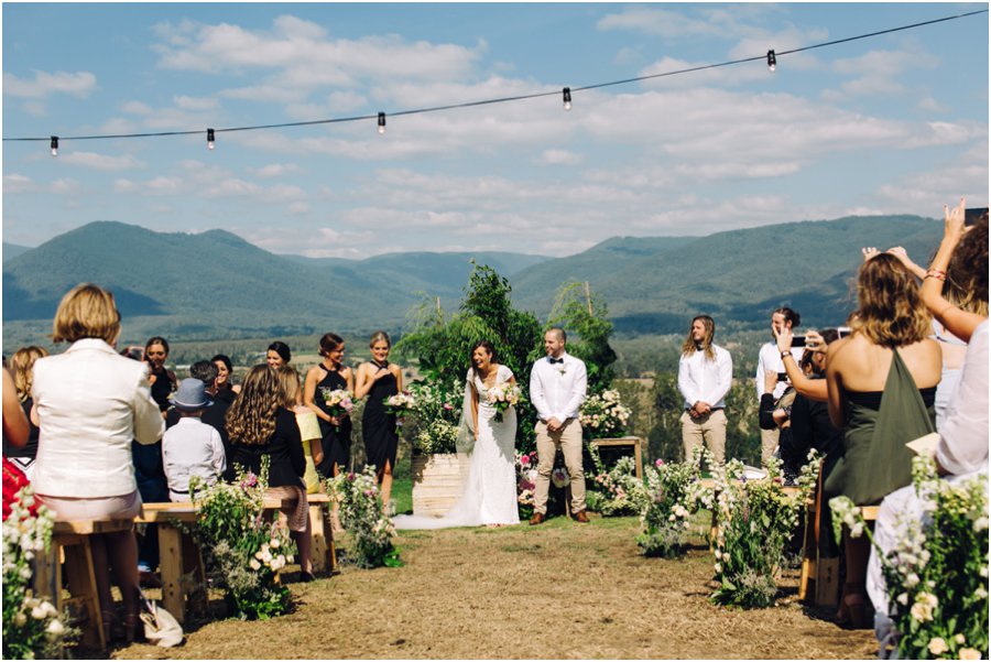 Yarra Valley wedding venues - couple laughing during ceremony at riverstone estate