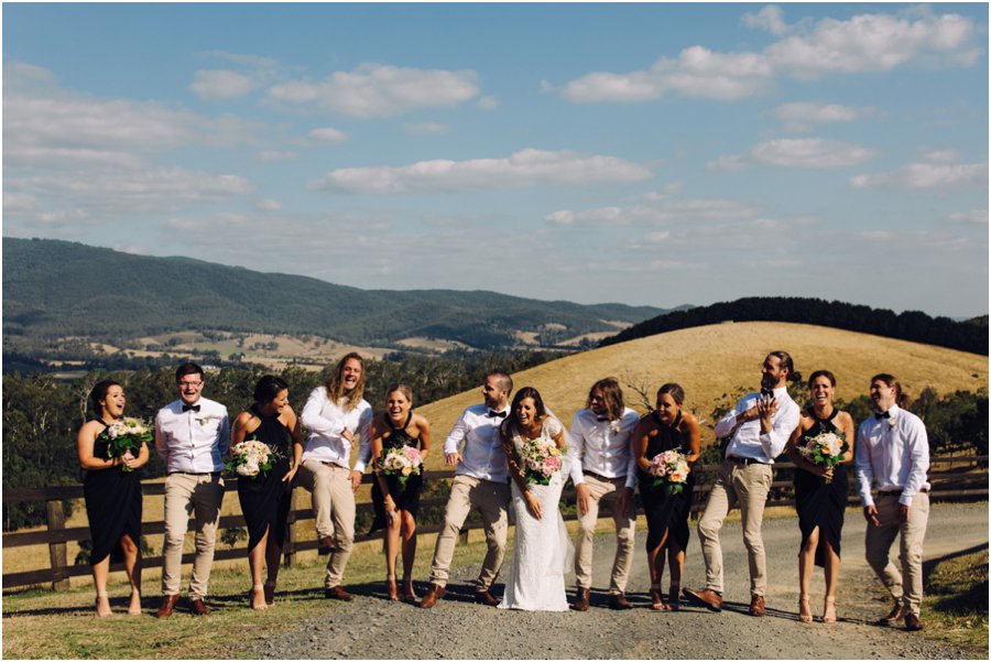Yarra Valley wedding venues - Bridal party in driveway at riverstone estate