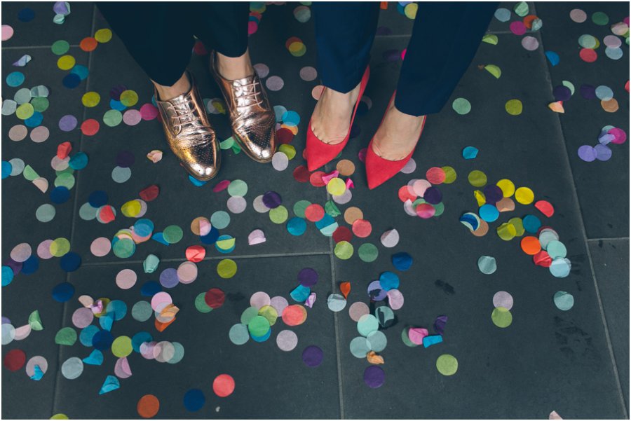 LJM Photography LGBTQI wedding couple shoes in confetti