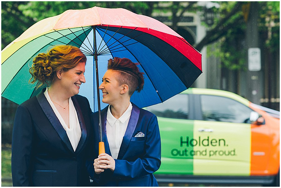 Holden_Supporter of Marriage equality_Car and Lesbian brides in front of car