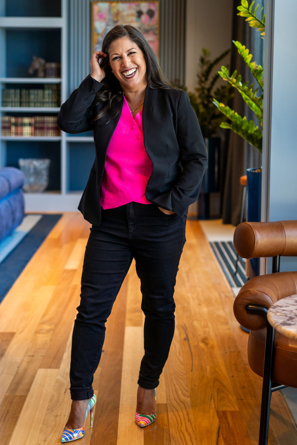 Personal branding headshot smiling woman looking relaxed