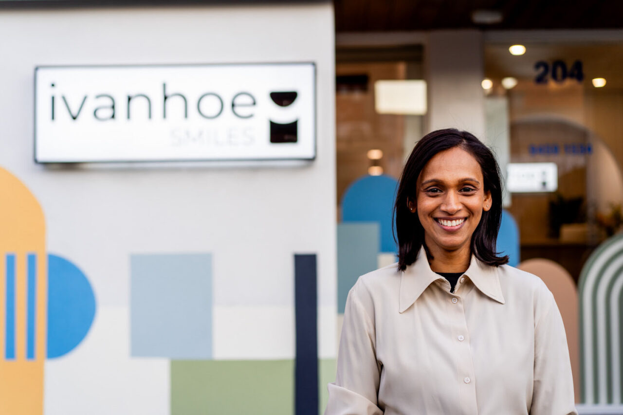 Melbourne dentist professional headshot outside clinic