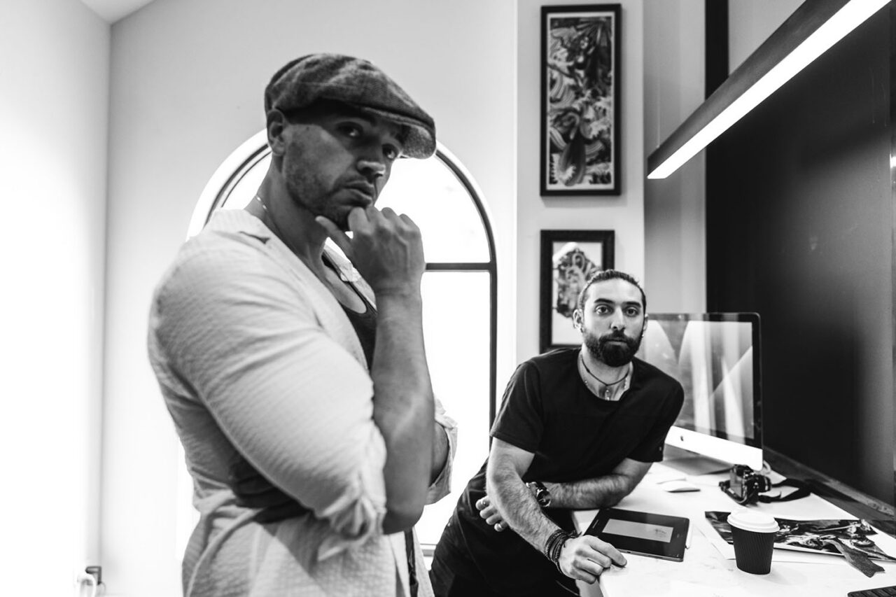 Creative collaborators in a studio environment, captured through documentary brand photography