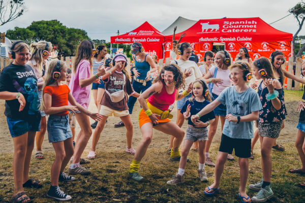 Group of kids dancing to a Silent disco at Night Jar Torquay